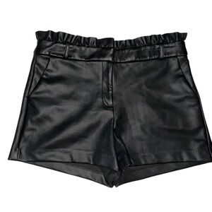 HAVE Los Angeles Faux Leather Shorts Medium Ruffled Waist